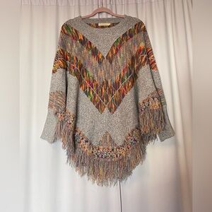 Colorful Chevron Knit Poncho